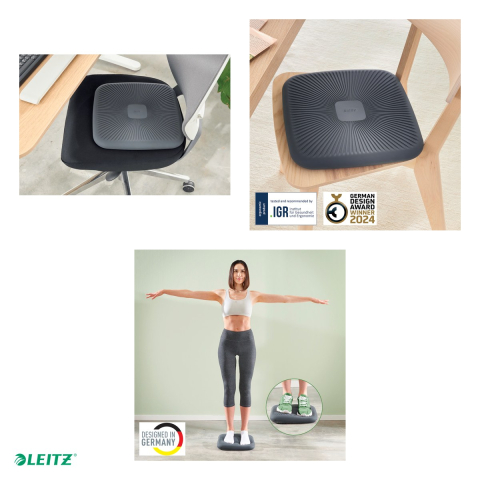 Pernuta ergonomica pentru scaun Leitz Ergo, gonflabila, 55 x 360 x 360 mm, gri carbune [4]