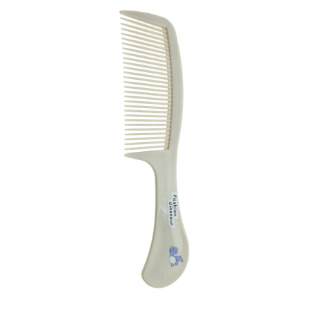 Casnice - Pieptan cu maner, pentru coafare si ingrijirea parului, lungime 21.5 cm, Fashion dinozaur, 30 dinti rotunjiti, bej