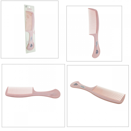 Pieptan cu maner, pentru coafare si ingrijirea parului, lungime 21.5 cm, Fashion dinozaur, 30 dinti rotunjiti, roz [4]