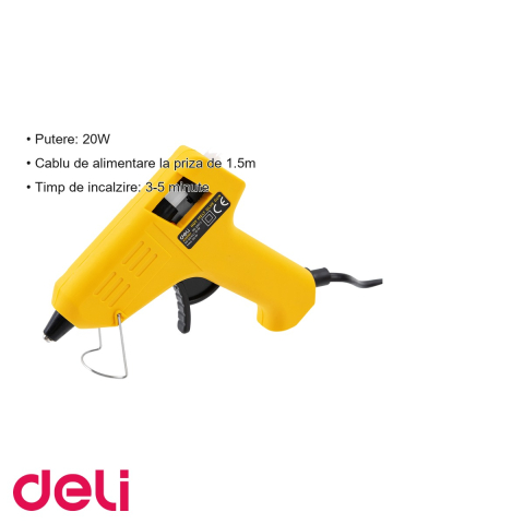 Pistol de lipit cu silicon Deli 20W, cu rezerve incluse, pentru proiecte creative si reparatii [2]