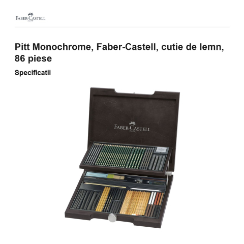 Pitt Monochrome, Faber-Castell, cutie de lemn, 86 piese [2]