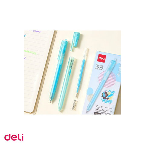 Pix cu gel acrilic Deli G140, cu mecanism, varf 1 mm, cerneala bleu [4]