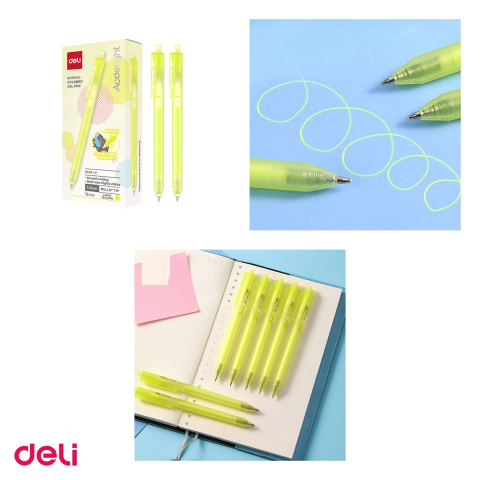 Pix cu gel acrilic Deli G140, cu mecanism, varf 1 mm, cerneala galben deschis [3]