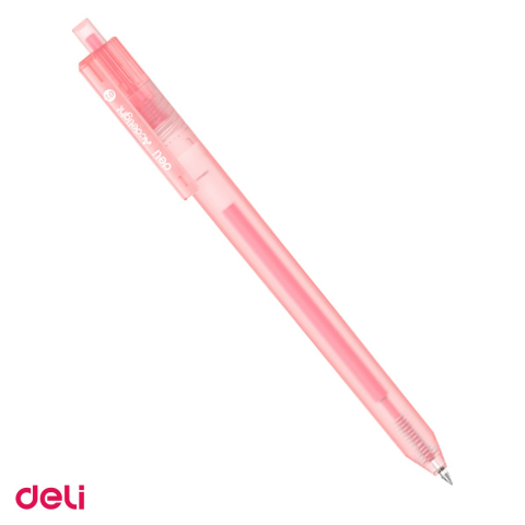 Pixuri - Pix cu gel acrilic Deli G140, cu mecanism, varf 1 mm, cerneala roz-rosu