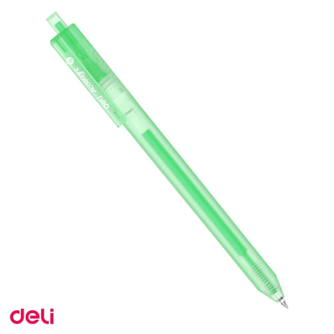 Pixuri - Pix cu gel acrilic Deli G140, cu mecanism, varf 1 mm, cerneala verde
