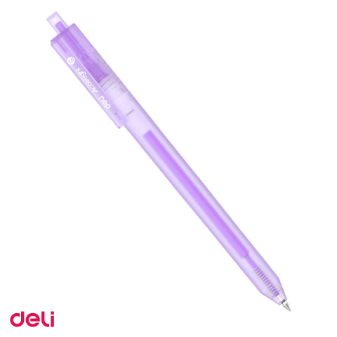 Pixuri - Pix cu gel acrilic Deli G140, cu mecanism, varf 1 mm, cerneala violet purpuriu