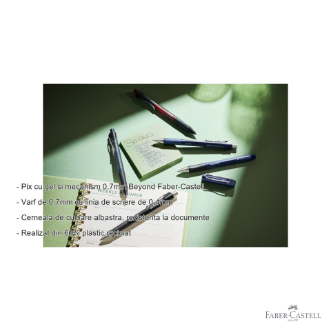 Pix cu gel cu mecanism Faber-Castell Beyond 0.7mm, cerneala albastra, reincarcabil, pentru birou si scoala [1]