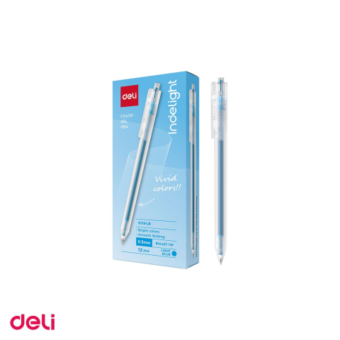 Pix cu gel Deli, cu mecanism, varf 0.5 mm, cerneala albastru deschis [3]