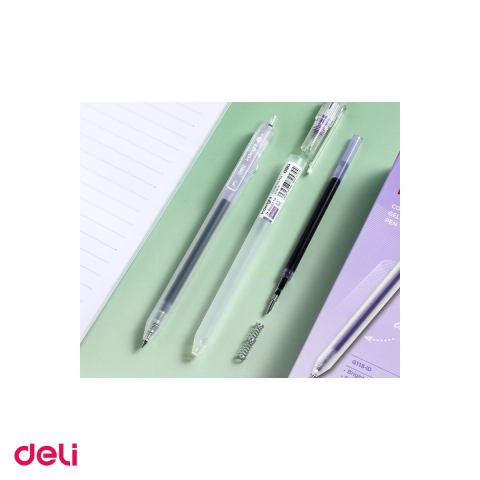 Pix cu gel Deli, cu mecanism, varf 0.5 mm, cerneala indigo [4]