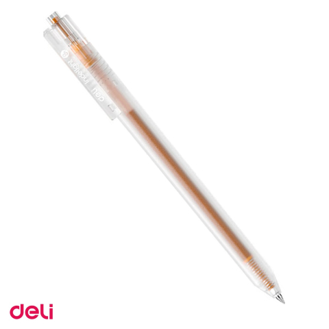 Birotica papetarie - Pix cu gel Deli, cu mecanism, varf 0.5 mm, cerneala portocalie