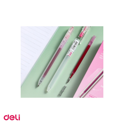 Pix cu gel Deli, cu mecanism, varf 0.5 mm, cerneala roz purpuriu [4]