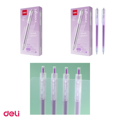 Pix cu gel Deli, cu mecanism, varf 0.5 mm, cerneala violet purpuriu [3]