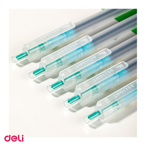 Pix cu gel Deli Delight, cu mecanism, varf 0.5 mm, cerneala verde [4]
