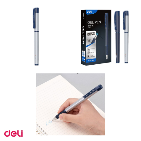 Pix cu gel Deli G159, cu grip, varf 1 mm, cerneala albastra [3]