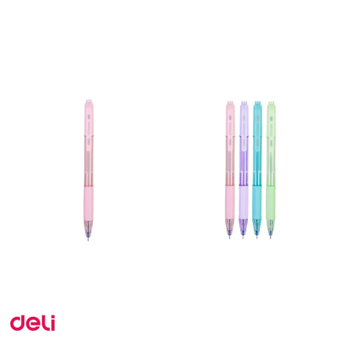 Pix cu gel Deli Xtream, cu mecanism, varf 0.7 mm, cerneala albastra, corp pastel [3]