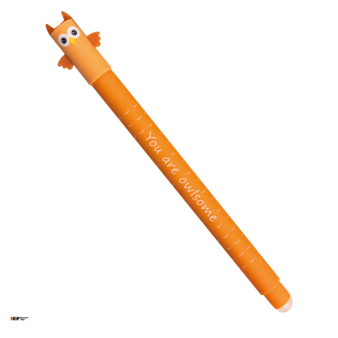 Rollere - Pix cu gel Eberhard Faber Animal Erase it!, varf de 0,7 mm, Bufnita, cu cerneala albastra, reincarcabil, se poate sterge