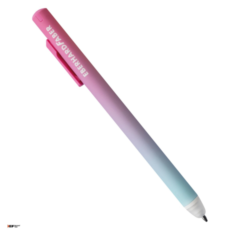 Rollere - Pix cu gel Eberhard Faber Click It!, varf de 0,7 mm, turcoaz/roz, cu cerneala albastra, reincarcabil, se poate sterge