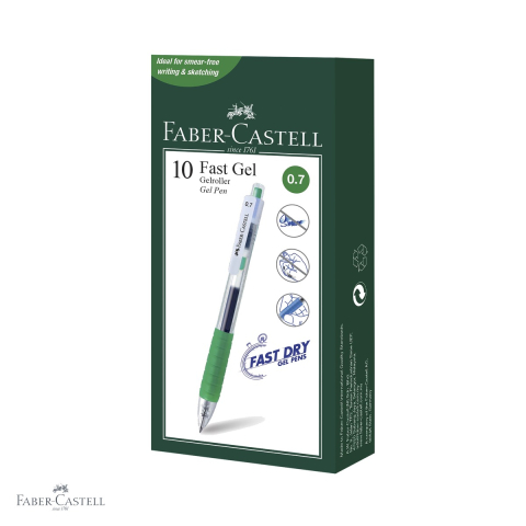 Pix cu gel Faber-Castell Fast Gel 0.7mm, uscare rapida, scriere usoara, verde [3]