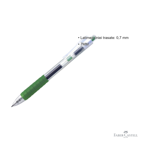 Pix cu gel Faber-Castell Fast Gel 0.7mm, uscare rapida, scriere usoara, verde [2]
