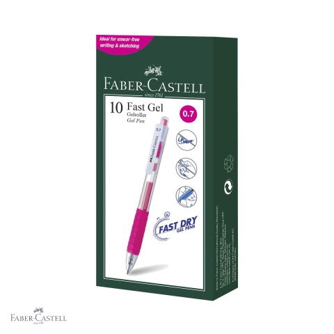 Pix cu gel Faber-Castell Fast Gel roz, uscare rapida, scriere fluida 0.7 mm [3]