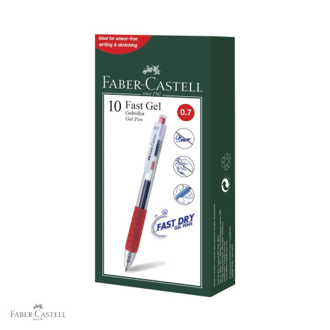 Pix cu gel Faber-Castell Fast Gel, scriere rapida 0.7 mm, rosu, mina retractabila [3]