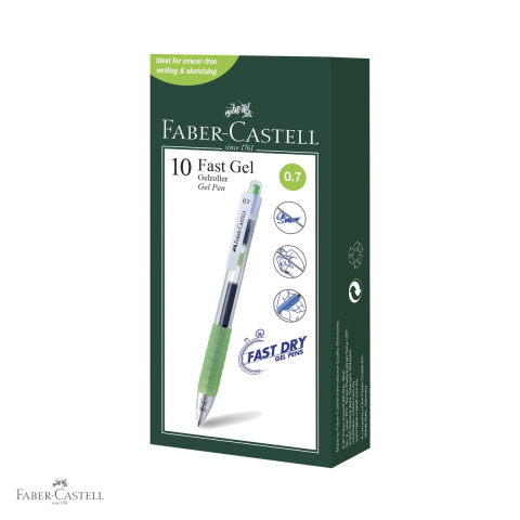 Pix cu gel Faber-Castell Fast Gel vernil 0.7mm, uscare rapida, mina retractabila [3]