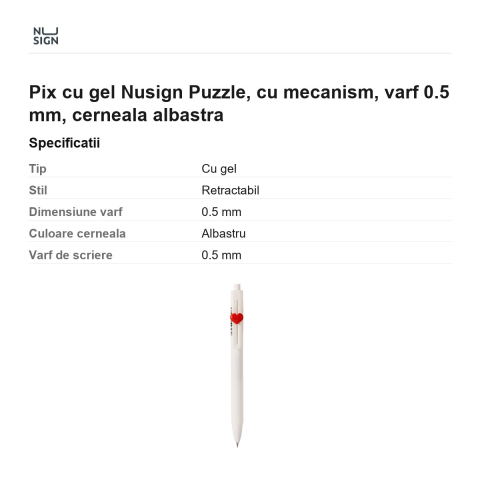Pix cu gel Nusign Puzzle, cu mecanism, varf 0.5 mm, cerneala albastra [2]