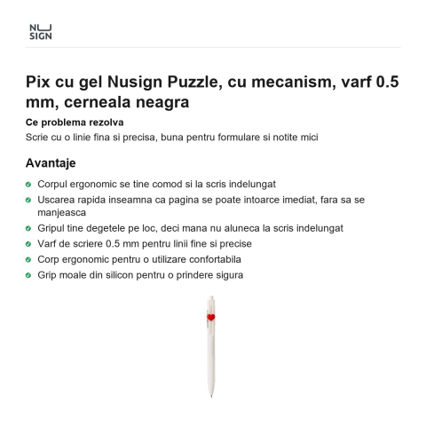 Pix cu gel Nusign Puzzle, cu mecanism, varf 0.5 mm, cerneala neagra [1]