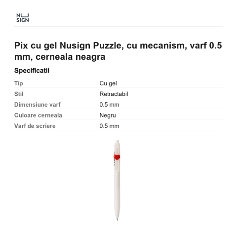 Pix cu gel Nusign Puzzle, cu mecanism, varf 0.5 mm, cerneala neagra [2]