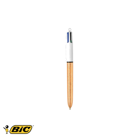 Birotica papetarie - Pix cu mecanism 4 culori Bic Party, corp auriu cu efect de gheata, scriere 1.0 mm