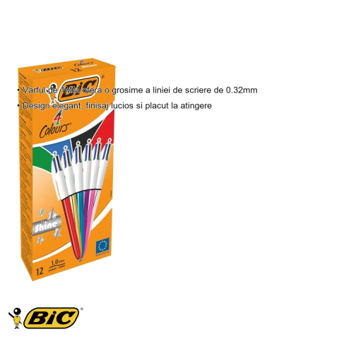 Pix cu mecanism 4 culori Bic Shine, varf 1mm, design lucios, pentru birou si scoala [2]