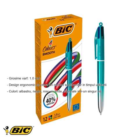 Pix cu mecanism 4 culori Bic Smooth Gradient Hybrid, cerneala fluida, pentru birou si scoala [1]