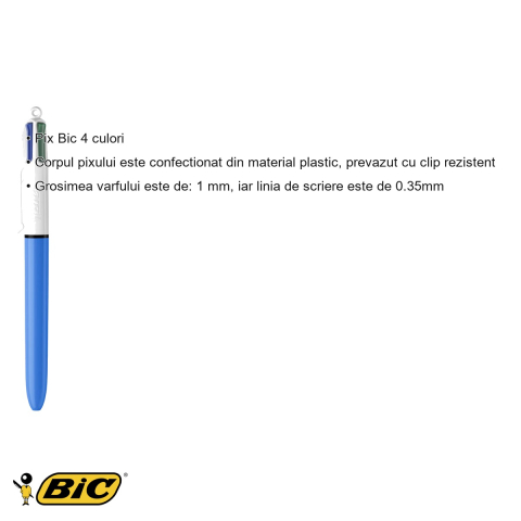 Pix cu mecanism 4 culori Bic, varf mediu 1mm, albastru/verde/rosu/negru, pentru birou si scoala [2]