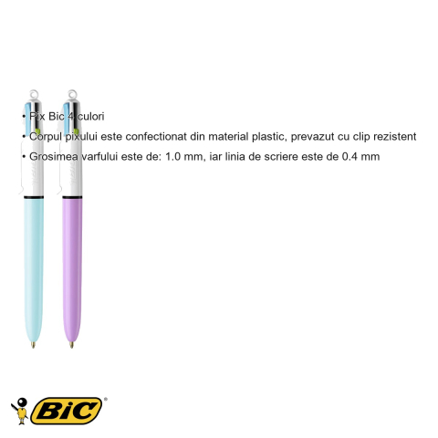 Pix cu mecanism 4 culori fashion Bic, varf 1.0 mm, cerneala cu uscare rapida, pentru birou si scoala [2]