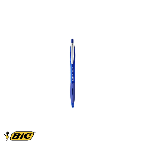 Birotica papetarie - Pix cu mecanism Bic Atlantis Clic Soft, varf 1.0mm, cerneala albastra EasyGlide, scriere fluida
