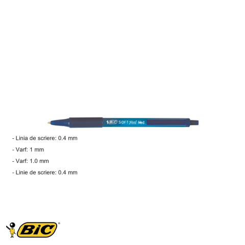 Pix cu mecanism Bic Soft Feel, varf 1.0 mm, scriere fluida albastra, pentru birou si scoala [1]