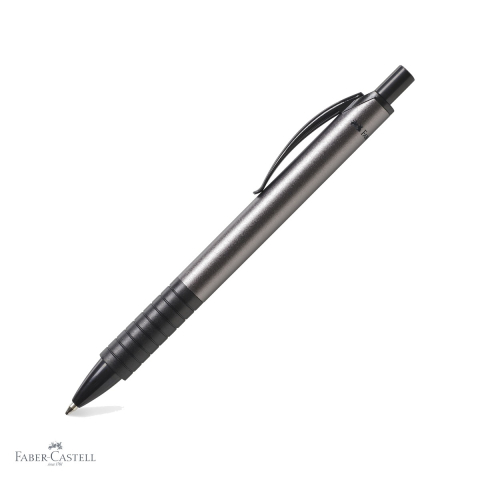 Pixuri - Pix cu mecanism Faber-Castell Basic, corp aluminiu gri antracit, cerneala albastra, varf M