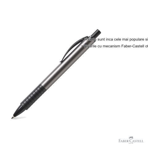 Pix cu mecanism Faber-Castell Basic, corp aluminiu gri antracit, cerneala albastra, varf M [2]