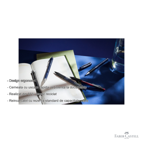 Pix cu mecanism Faber-Castell Beyond albastru, zona de prindere cauciucata, rezerva x-soft M, pentru birou si uz zilnic [1]
