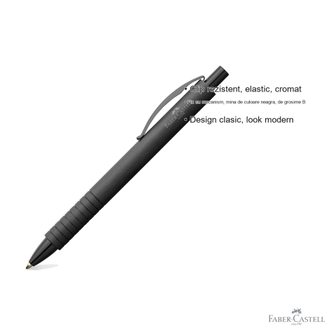 Pix cu mecanism Faber-Castell Essentio Aluminium, corp metalic negru, mina neagra B, pentru uz profesional [2]