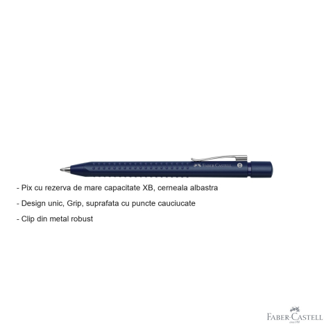 Pix cu mecanism Faber-Castell Grip 2011, cerneala albastra, rezerva mare capacitate XB, grip cauciucat [1]