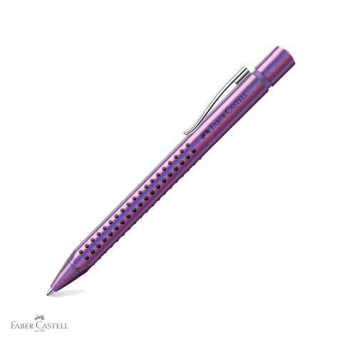 Birotica papetarie - Pix cu mecanism Faber-Castell Grip 2011 Glam violet, design ergonomic triunghiular, rezerva XB capacitate mare