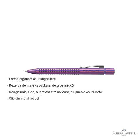 Pix cu mecanism Faber-Castell Grip 2011 Glam violet, design ergonomic triunghiular, rezerva XB capacitate mare [1]