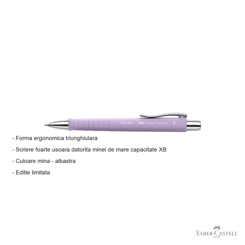 Pix cu mecanism Faber-Castell Poly Ball, grip lila, mina albastra XB, editie limitata [1]