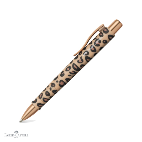 Birotica papetarie - Pix cu mecanism Faber-Castell Poly Ball XB, editie speciala Leo Natural Instinct, grip ergonomic triunghiular, rezerva albastra XB