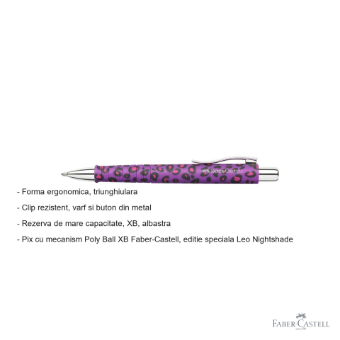 Pix cu mecanism Faber-Castell Poly Ball XB, editie speciala Leo Nightshade, forma triunghiulara ergonomica [1]