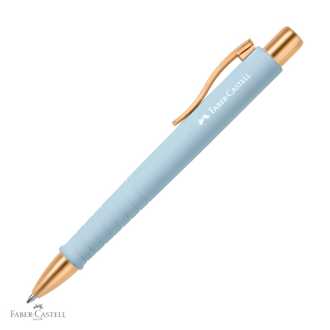 Pixuri - Pix cu mecanism Faber-Castell Poly Ball XB Urban, scriere groasa albastra, design bleu-auriu elegant