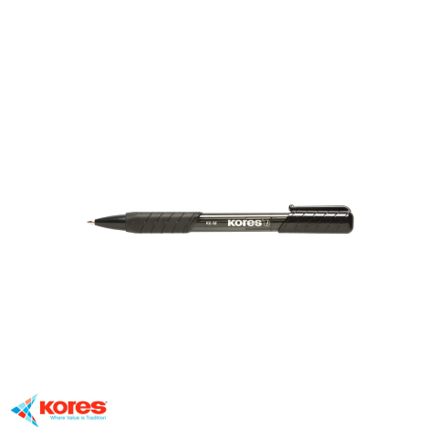 Instrumente de scris - Pix cu mecanism Kores K6, varf fin 0.7 mm, forma triunghiulara ergonomica, cerneala neagra