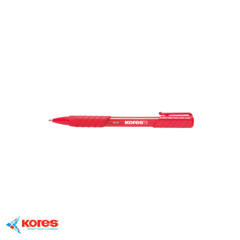 Instrumente de scris - Pix cu mecanism Kores K6, varf fin 0.7 mm, forma triunghiulara ergonomica, cerneala rosie