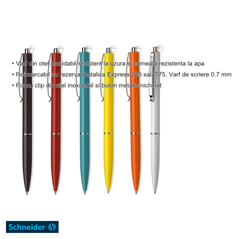 Pix cu mecanism Schneider K15, varf 0.7 mm, corp asortat, scriere albastra, reincarcabil [2]